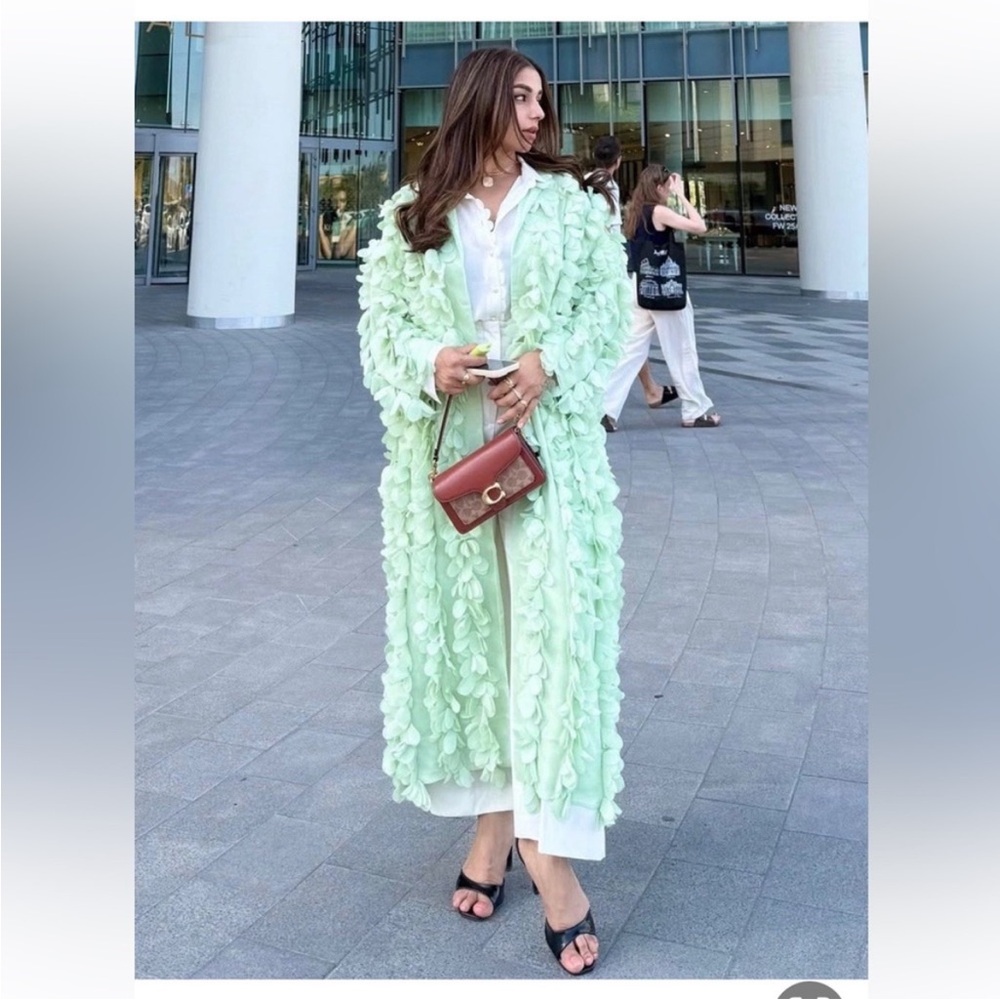 Zara green petal coat